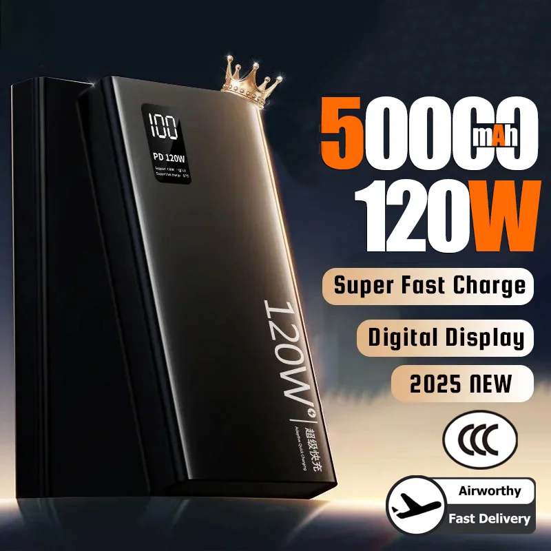 

120w Power Bank Super Fast Charging 200000mAh Ultra Large Capacity For Mobile Power External Battery For iphone Xiaomi Samsung