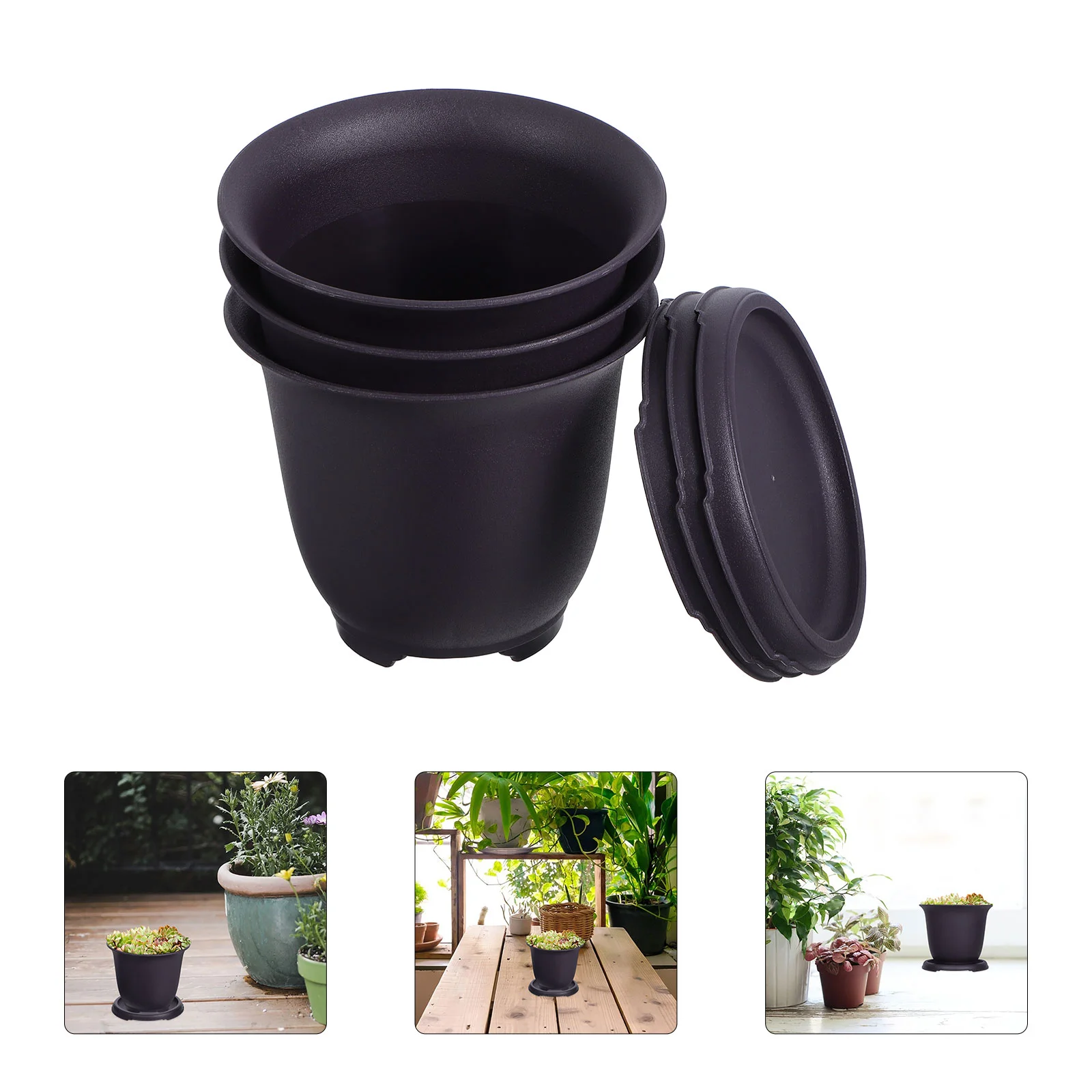 

3 Sets Flowerpot Wok Thickened Pots Indoor Planter Gardening Supplies Planting Bowl Bonsai Succulent Plants