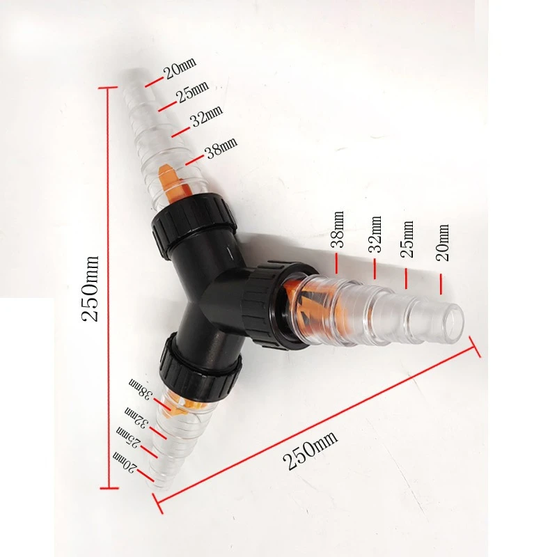 Y-type Tee connector Water divider 20mm 25mm 32mm 38mm For Aquarium Pump Filter Hose  Connector Water Distributor Outlet adapter