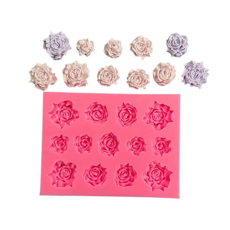 A Variety Large Small Rose Liquid Silicone Mold Drop Gypsum Modeling Tool Chocolate Cupcake Baking Mold Fondant Cake Decor