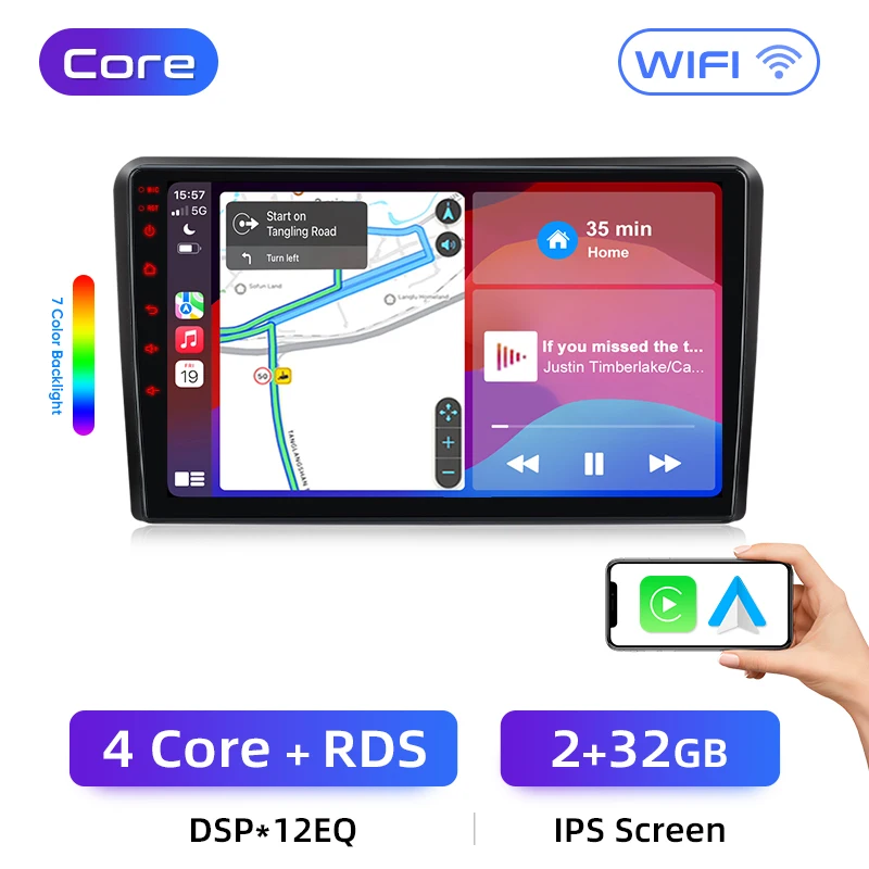 Junsun Draadloze CarPlay voor Apple Android14 Auto Radio voor SUZUKI Splash Ritz 2004-2010 Opel Agila 2008-2012 multimedia Stereo