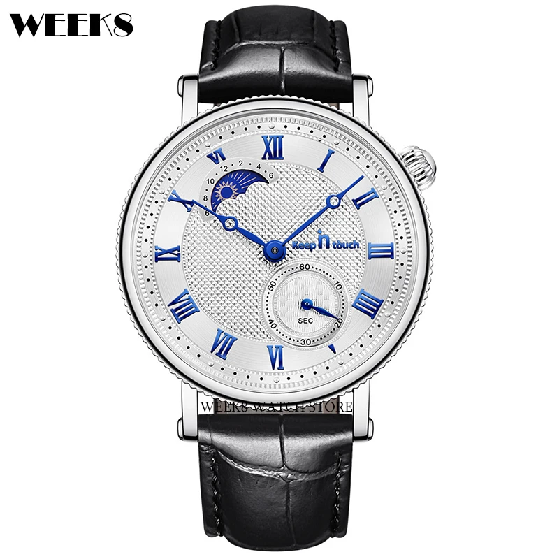 Sun Moon Phase Men Watch Quartz Waterproof Casual Business Man Reloj Male Clock Mens Wristwatch Luxury Classic Relogio Masculin