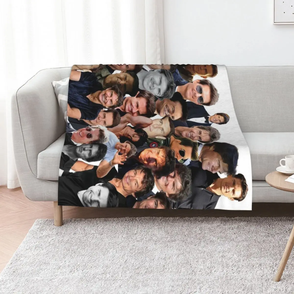 tom cruise photo collage Throw Blanket Flannel Fabric sofa bed Sleeping Bag Hair Comforter Thins Blankets