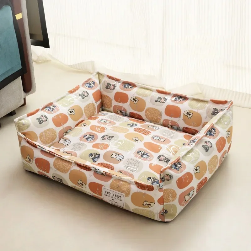 Bed for Dog Cat Pet Square Lattice Kennel Medium Small Dog Sofa Bed Cushion Pet Calming Dog Bed House Pet Supplies Accessories