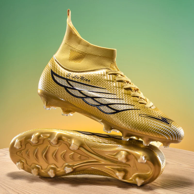 New Men Football Boots FG Non-Slip Soccer Shoes Long Spikes Training Shoes Soccer Cleats Match Ultralight Outdoor Drop Shipping