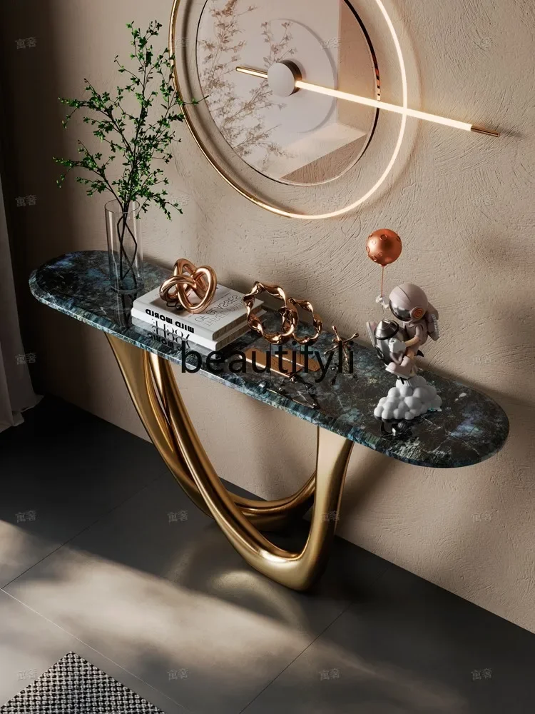

Italian light luxury rock slab marble entrance table
