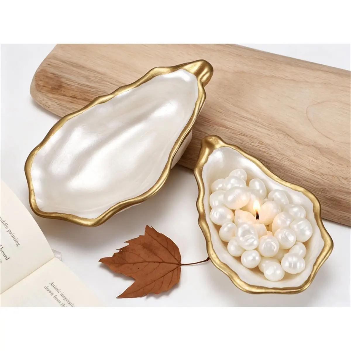 Oyster Shell Candle Cup Silicone Mold DIY Home Decor Crafts Making Molds Plaster Resin Jewelry Storage Tray Clay Mould
