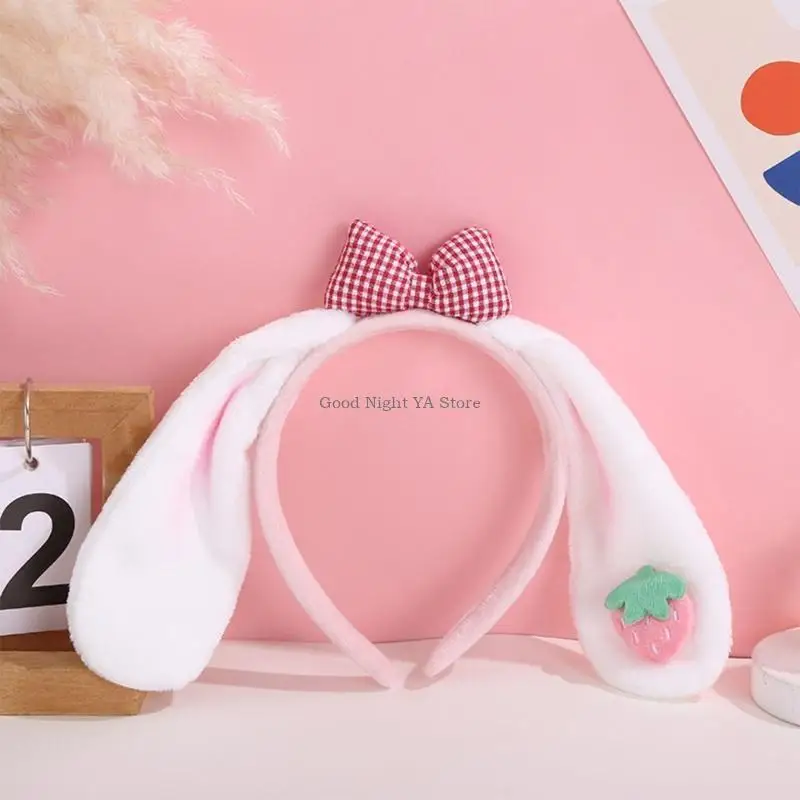 Băng đô hình thỏ đáng yêu có trang trí Strawberrie & Bowknot cho bé gái Cosplay