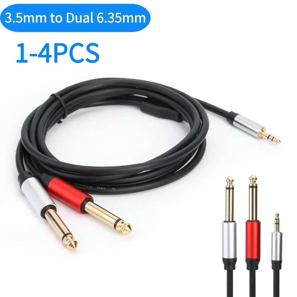 Аудиокабель Hi-Fi 1,8 м, мини-кабель с разъемом 3,5 мм на двойной 6,35 мм для ПК, Утешительный кабель для смешивания наушников с разъемом 3,5 на 2 разъе...