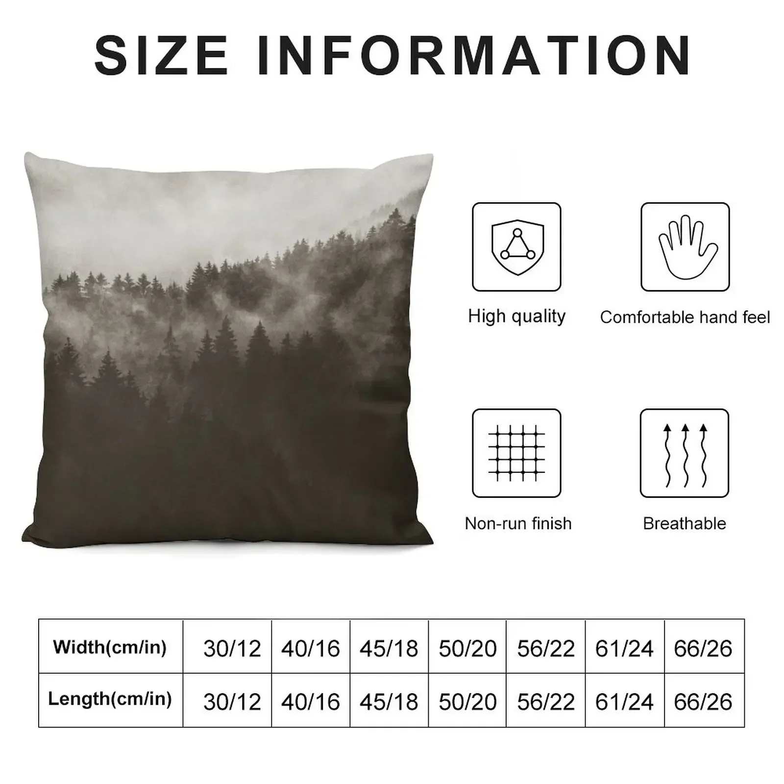 Excuse Me, I'm Lost // Misty Retro Fall Wilderness Fairytale Forest With Cascadia Trees Covered In Dark Sepia Magic Throw Pillow