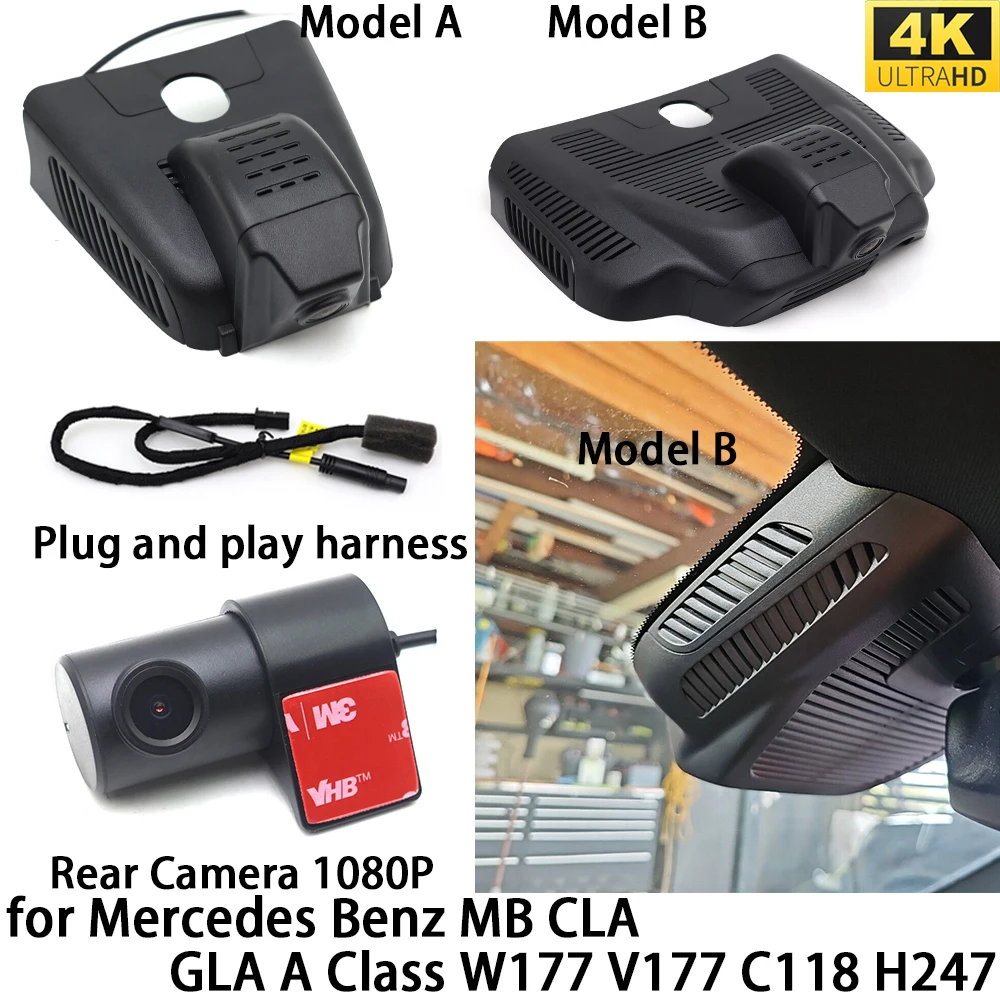 for Mercedes Benz MB CLA GLA A Class W177 V177 C118 H247 4K DVR Dash Cam OEM Front Rear Camera Video Recorder Wifi Recording