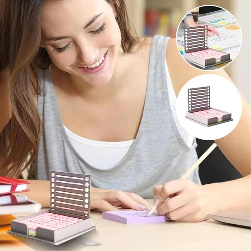 AT93-3PCS Sticky Note Stencil Template With Sticky Note, Sticky Note Holder With Stencil, Sticky Note Line Stencil