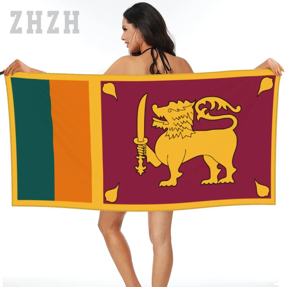 

More Design Sri Lanka Flag Emblem Bath Towel Quick dry Microfiber Absorbing Soft Water Breathable Beach Swimming Bathroom