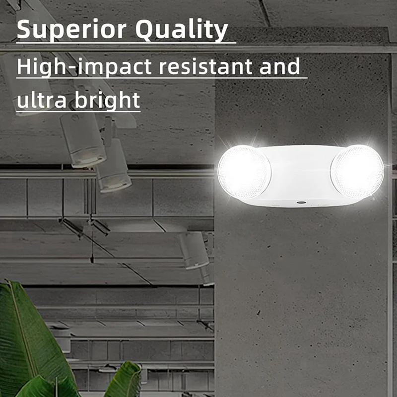 Luz de emergencia LED con respaldo de batería, iluminación de emergencia comercial ajustable bidireccional