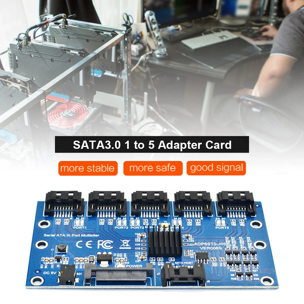 

Карта расширения SATA 1–5 портов SATA3.0, материнская плата, адаптер-концентратор 6 Гбит/с Riser Card