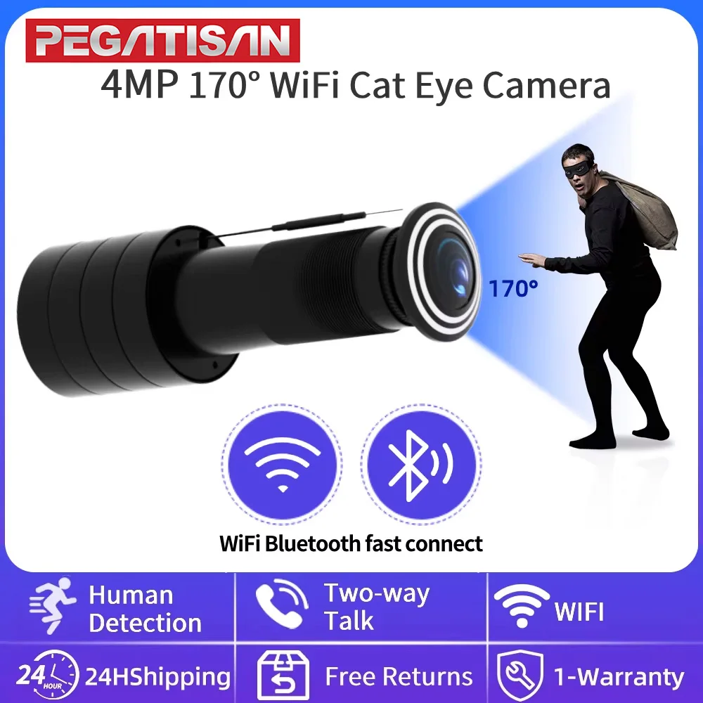4mp-hd-ビデオのぞき穴-wifi-カメラ-170-°-広角人間検出オーディオドアビューアビデオアイワイヤレスキャットアイカムicseeアプリ