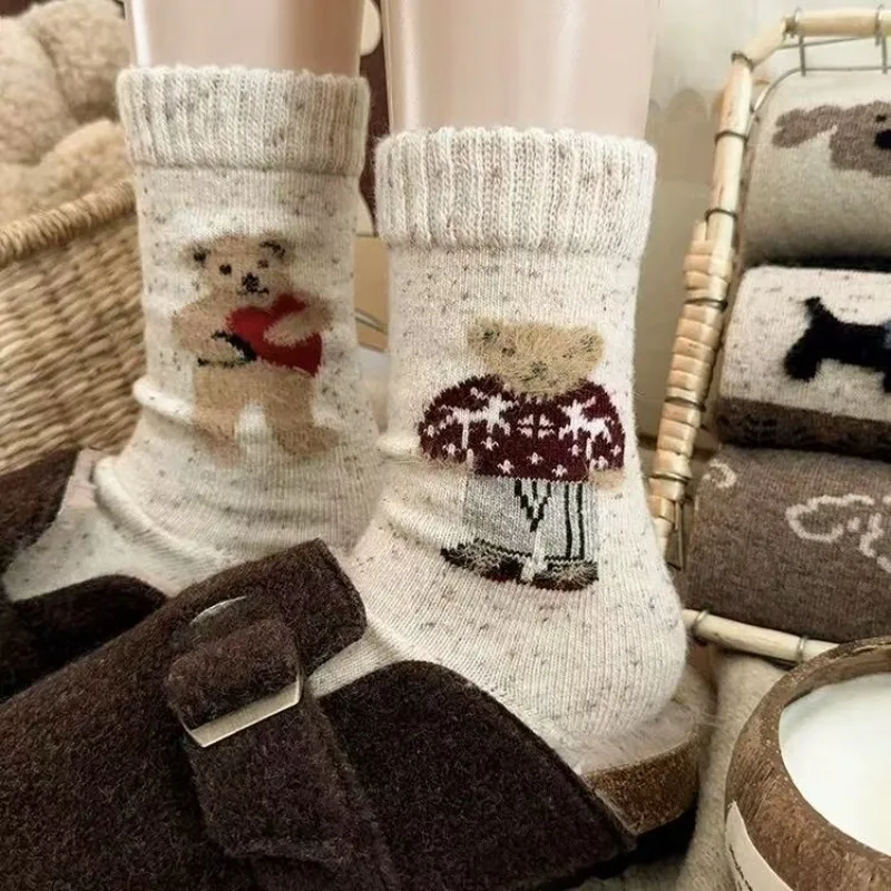 12 Pairs Autumn and Winter Women's Socks Set Thick Warm Medium-calf Length Cute Girls Kawaii Dot Fashion Cheap Thermal Socks
