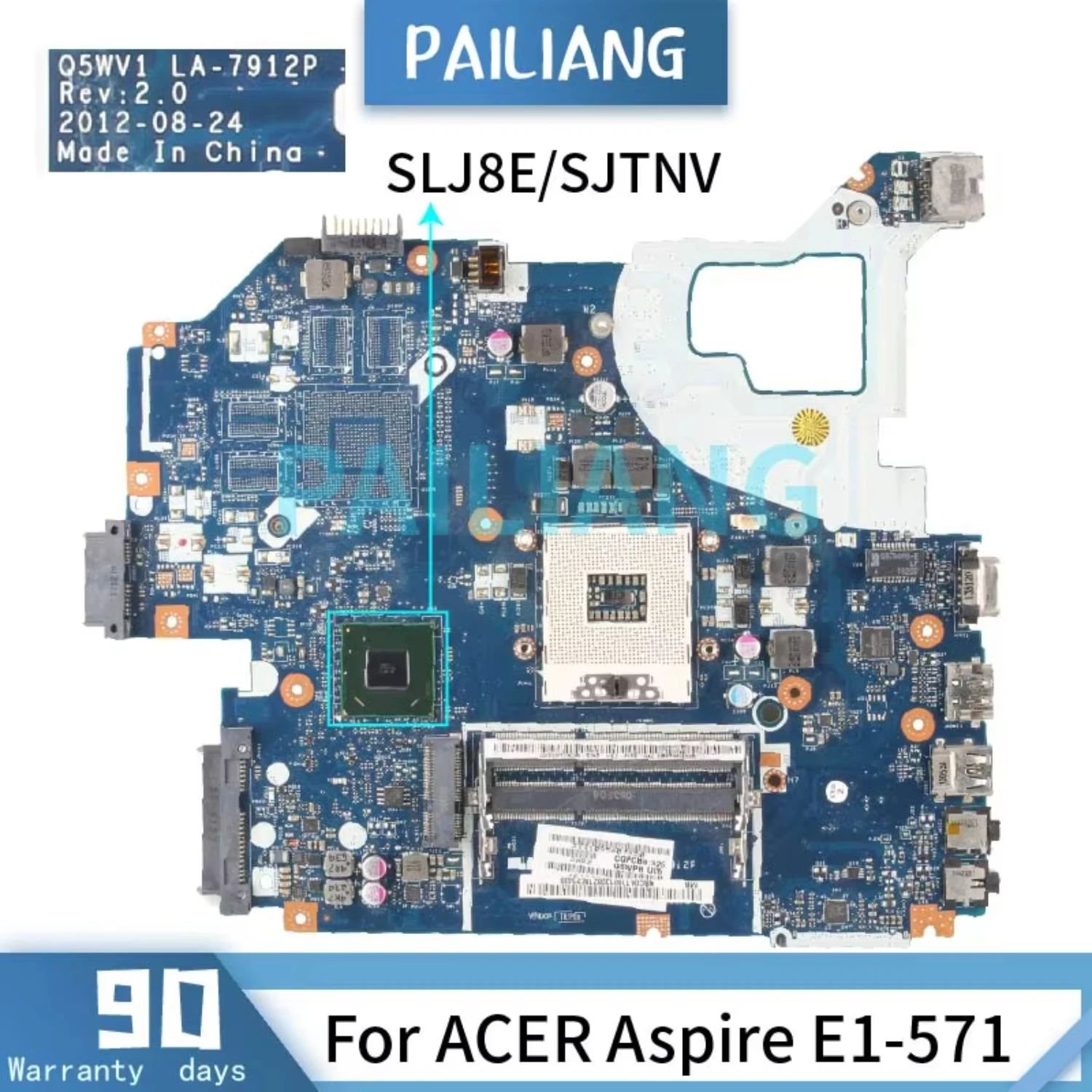 

Q5WV1 LA-7912P V3-571 V3-531 E1-571 Материнская плата NBC0A11001 NB.C0A11.001 SJTNV/SLJ8C DDR3 Материнская плата ноутбука протестирована