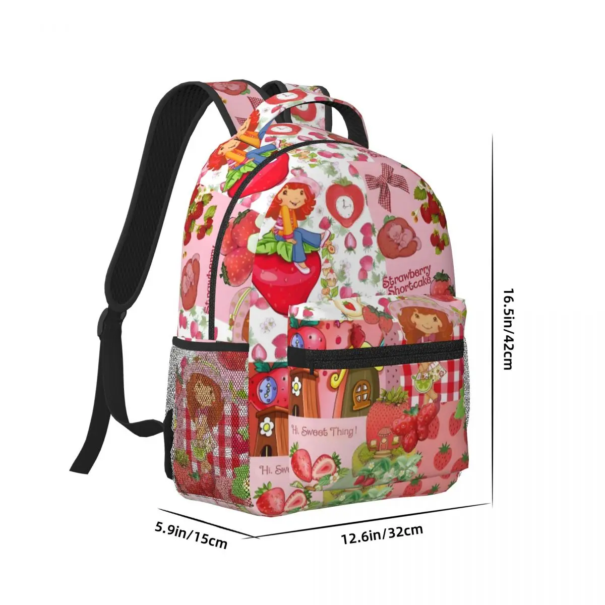 Like-Strawberry-ShortCake Backpack for Men Women Fashion High School Hiking Travel Daypack College Shoulder Bag Outdoor 17in