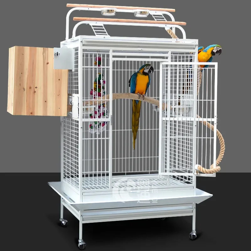 For Parrot Large Stainless Steel Bird Cage Luxury Breeding Villa Grey Sunflower King Kong G-03 Durable Spacious Pet House