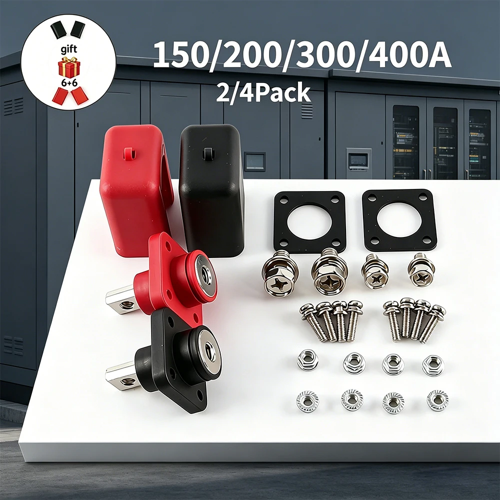 2/4PCS 150A 200A 300A 400A All-Copper Lithium Battery Energy Storage Terminal Battery Connector Battery Storage Terminal Post