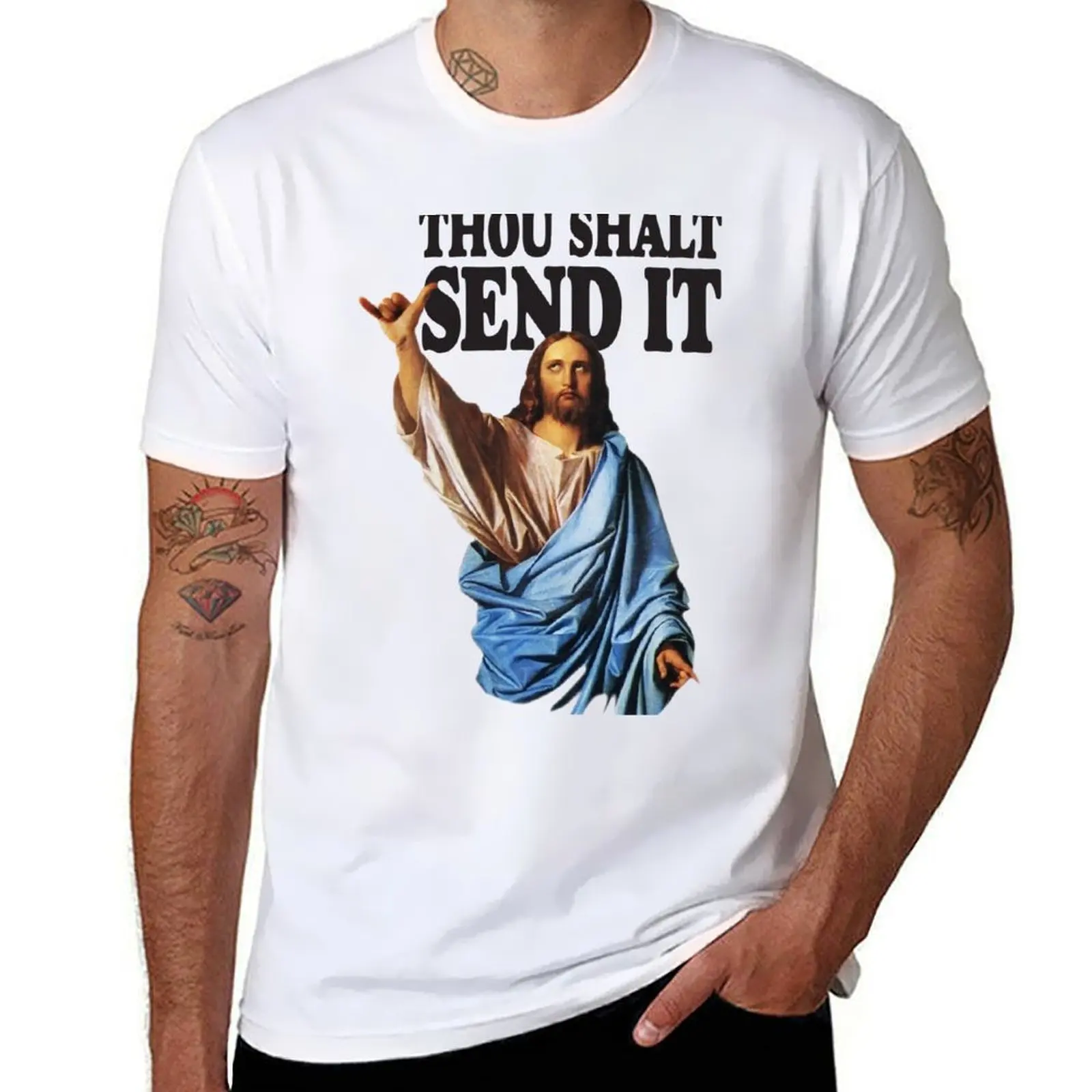 

Thou Shalt Send It Jesus T-Shirt shirts graphic tee Clothing Short sleeve tee luxury clothes men
