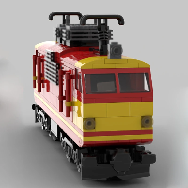 Modèle de voiture de ville MOC, briques de construction, Locomotive électrique Sr1, technologie modulaire rouge/jaune, cadeaux de vacances pour enfants, jouets à assembler