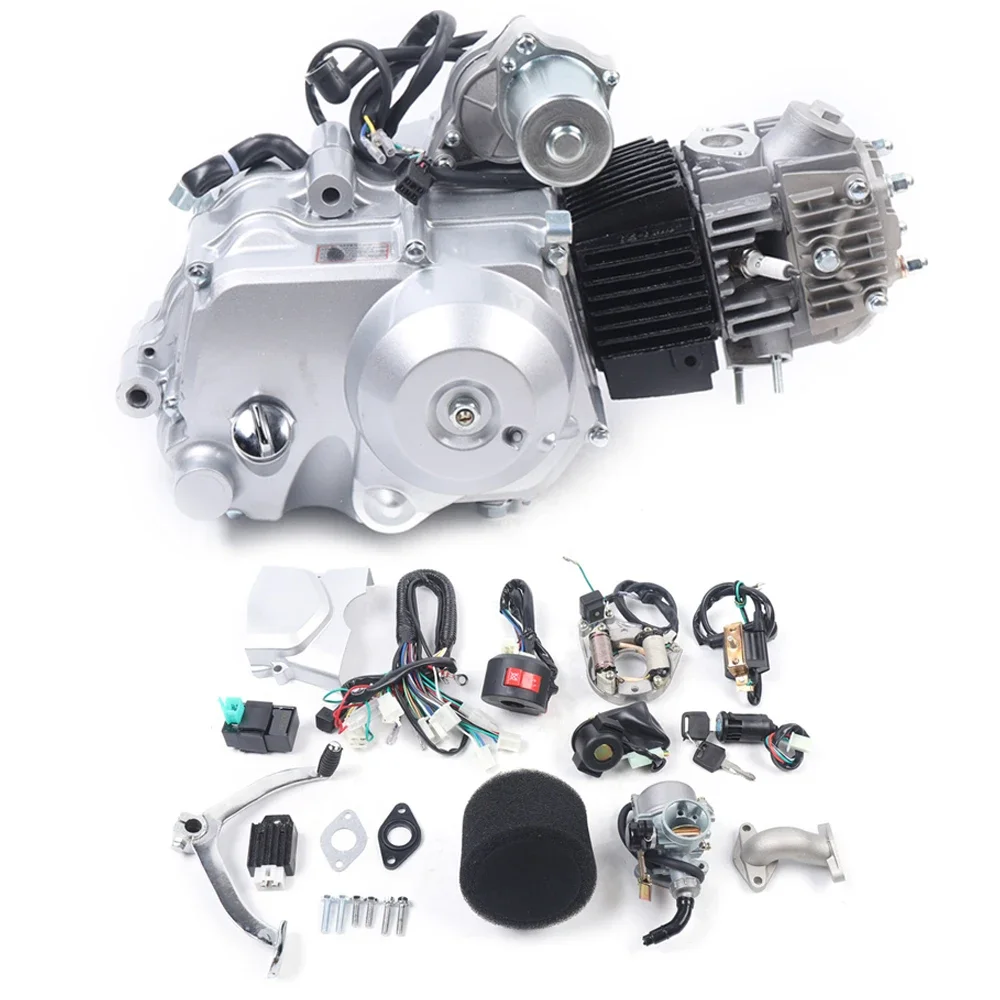 125CC 4 Stroke Engine Motor Single-cylinder Semi Auto Engine Motor Kit With 3+1 Reverse 4-Speed For ATV Quad Buggy Bike Go Kart