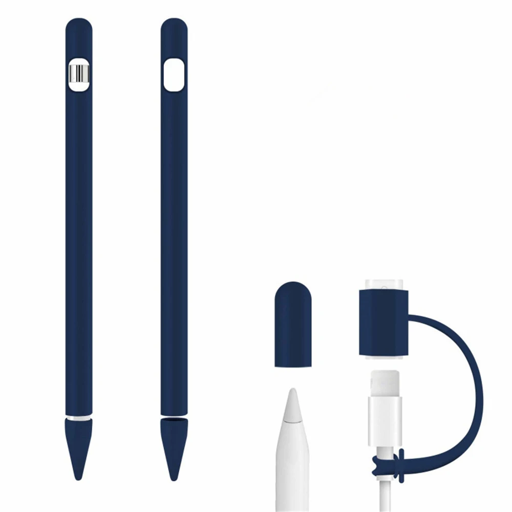 غطاء لجهاز iPad Tablet Touch Pen Stylus حافظة واقية 4 in1 غطاء سيليكون ناعم ملون لقلم Apple الجيل الأول
