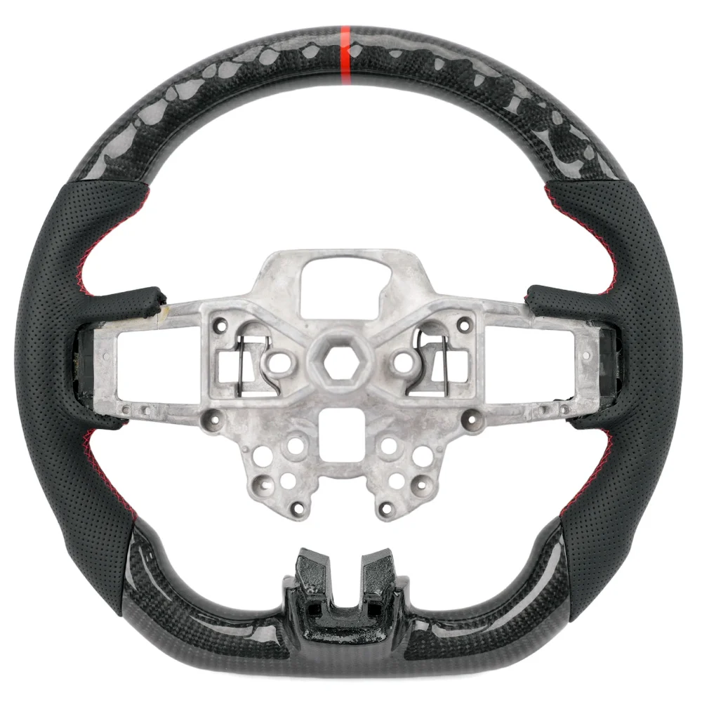 Immagine 7: Volante in Fibra di Carbonio Hydro-Dip con Pelle Traforata per Ford Mustang 2015-2022, Volante da Corsa