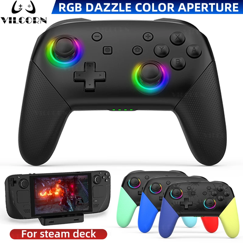 Switch Pro Game Controller PC Gamepad For NS Switch/Oled/iOS/Android/Steam Gaming Joystick With RGB 6-Axis Dual Motors