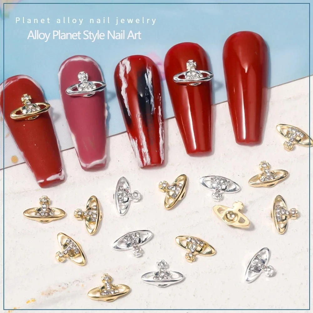 Metalen Planetaire Kruis Punk Nagel Charme, Retro 3D Strass Salon Tips, Ontworpen door Britse Ontwerpers - Nail Art Decoratie