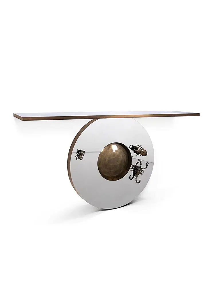 Modern High-End Stainless Steel Entrance Table Portugal Light Luxury Design for Villa & Hotel Corridor Living Room Application
