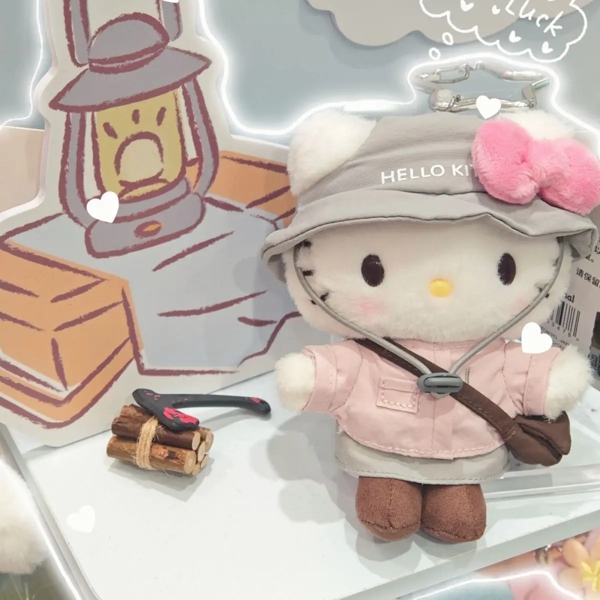 Sanrio Hello Kitty Cross-Dressing Outdoor Camping Outfit Metal Star Shaped Buckle Keychain Backpack Pendant Collect Doll Gift