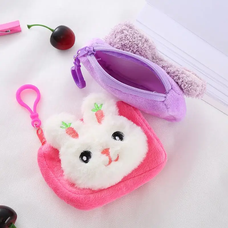 Small Rabbit coin purse Kawai Rabbit Mini Storage bag Pouch Girl Plush Lipstick Earphone Storage Bags children's birthday gift