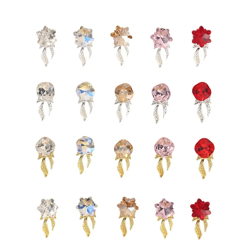 20 قطعة من دلايات الأظافر على شكل نجمة ندفة الثلج - فيونكة متألقة عبر الحدود لتزيين الأظافر من حجر الراين لتزيين الأظافر بنفسك #5