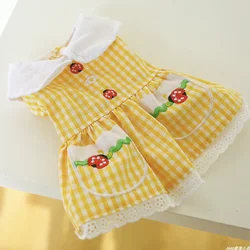 1PC Pet Clothes Spring/Summer Thin Yellow Checkered Ladybug Skirt Suitable for Small and Medium sized Dogs