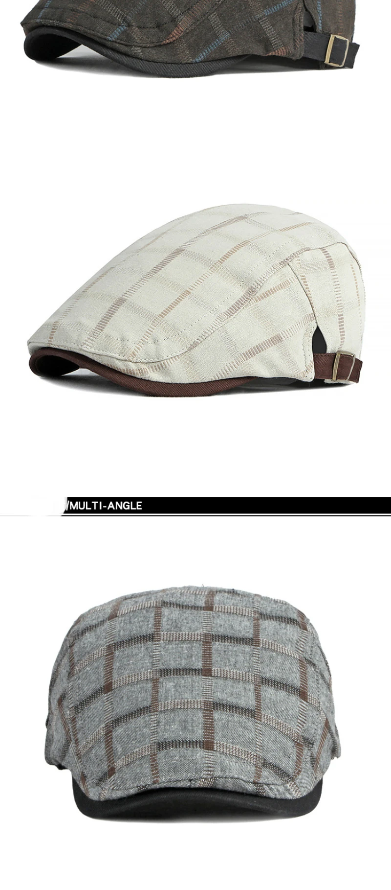 HT4063 Berets Männer Frauen Kappe Frühling Sommer Hut Männlich Weiblich Baskenmütze Kappe Einstellen Plaid Künstler Maler Baskenmütze Hut Flache Kappen – Detail 4