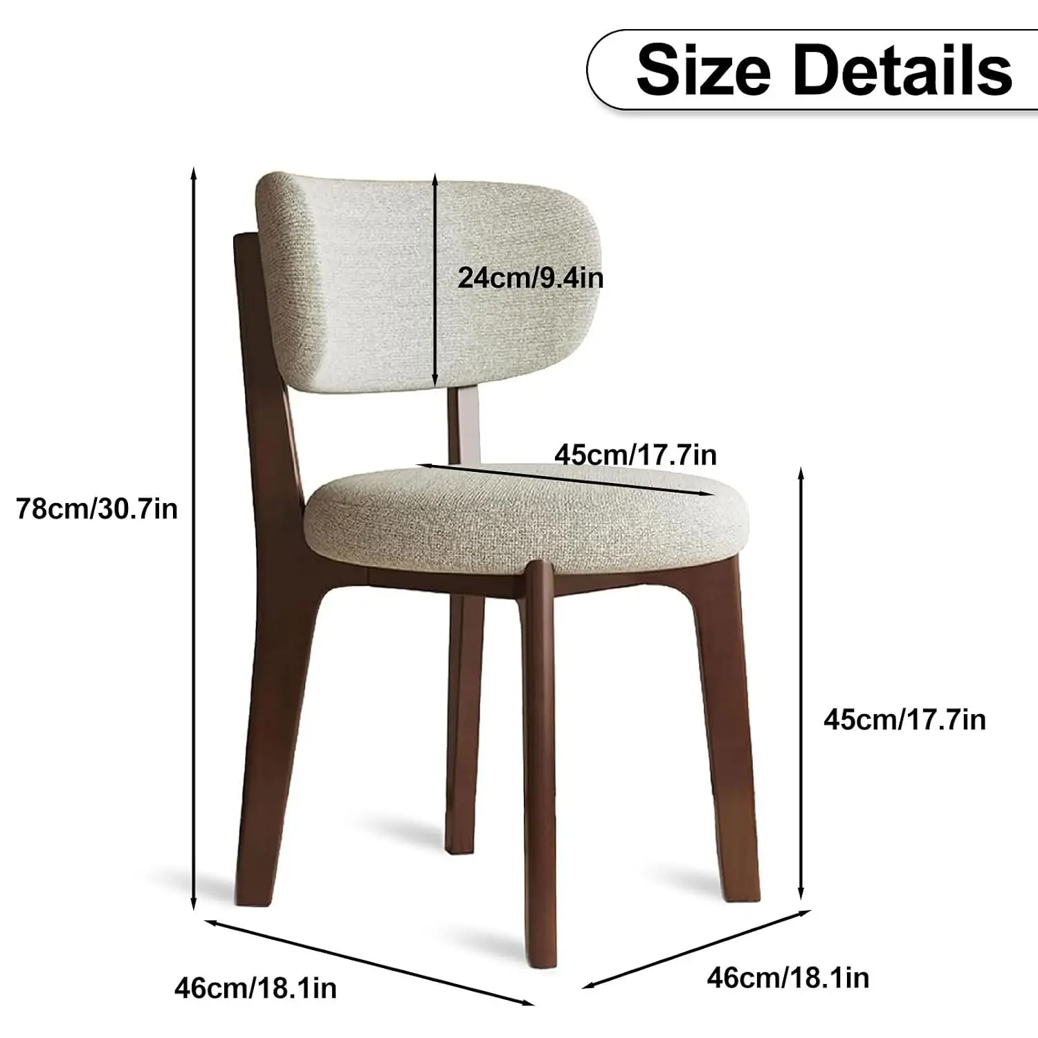 Walnut Dining Chairs, Arm Chairs Set of 2/4, Mid Century Modern Dining Set with Wooden Legs Dinning Chair for Kitchen