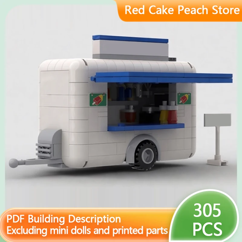 

City Street View Model MOC Building Bricks Snack Bar Trailer Modular Technology Children Holiday Gifts Assemble Toys Suit