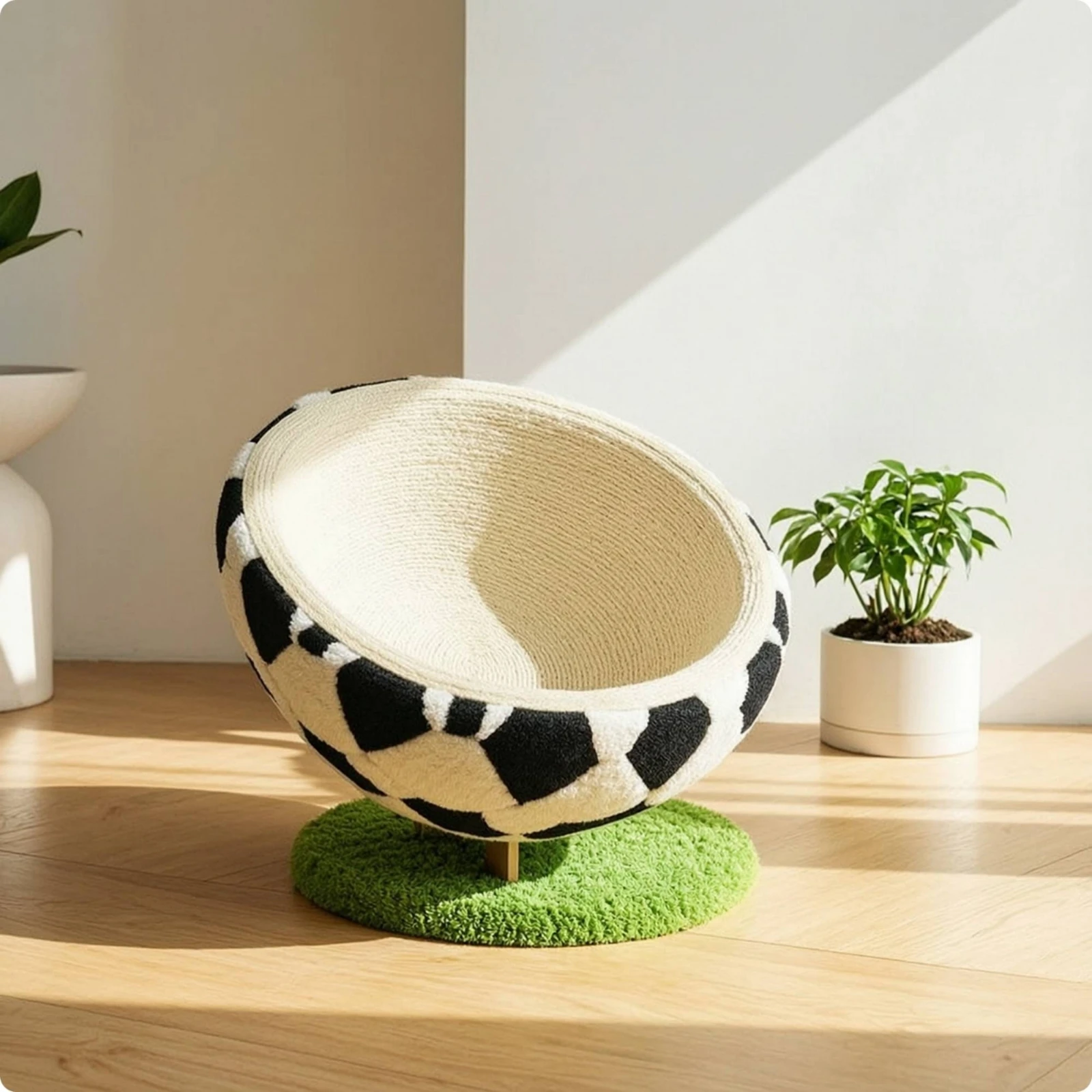Eggshell Cat Bed Cozy Soccer Cat Bed Furniture Snug Compact for Cats, Living Room, Windowside