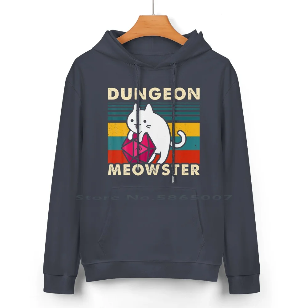 Meowster Funny Dnd Tabletop Gamer Cat D20 Pure Cotton Hoodie Sweater 24 Colors D20 Birthday Tabletop Gamer Dice Cat Geek Dnd