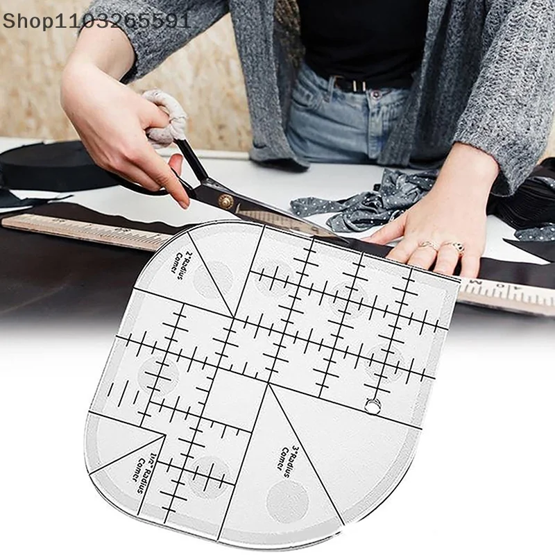 Multi-Functional Angle Cutting Ruler, Acrylic Anti-Slip Sewing Template with Rounded Edges for DIY Patchwork and Sewing Projects