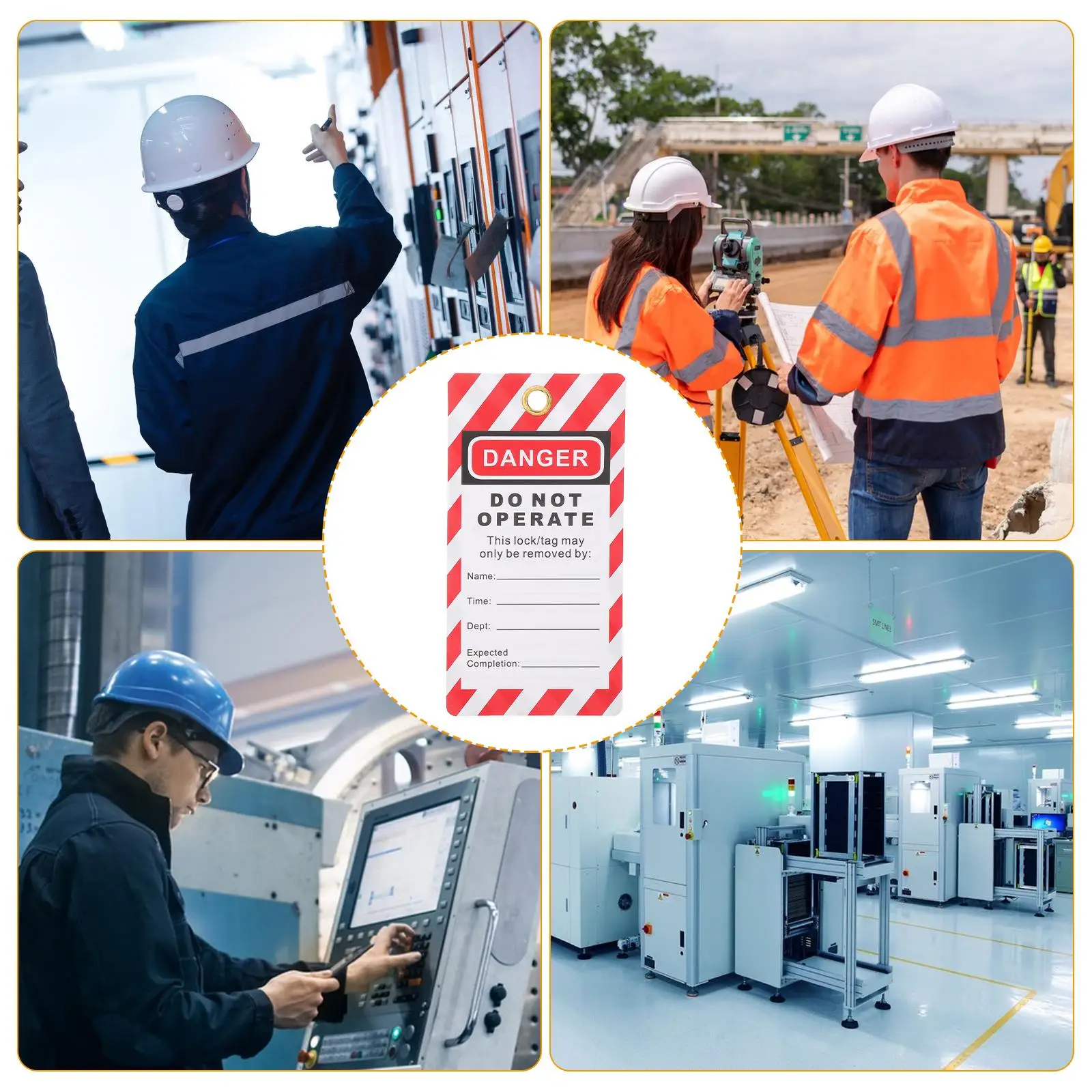 10 Pcs Tagout Tags Universal PVC Danger Warning Equipment Safety Do Not Operate Maintenance Repair Industrial Security