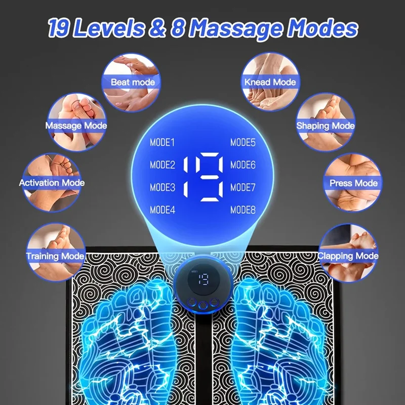 Bantalan Pijat Kaki Elektrik Tikar Pijat Elektrostimulator Pemijat Otot EMS Pijat Kaki Santai Kebugaran Masajeador USB PANAS!