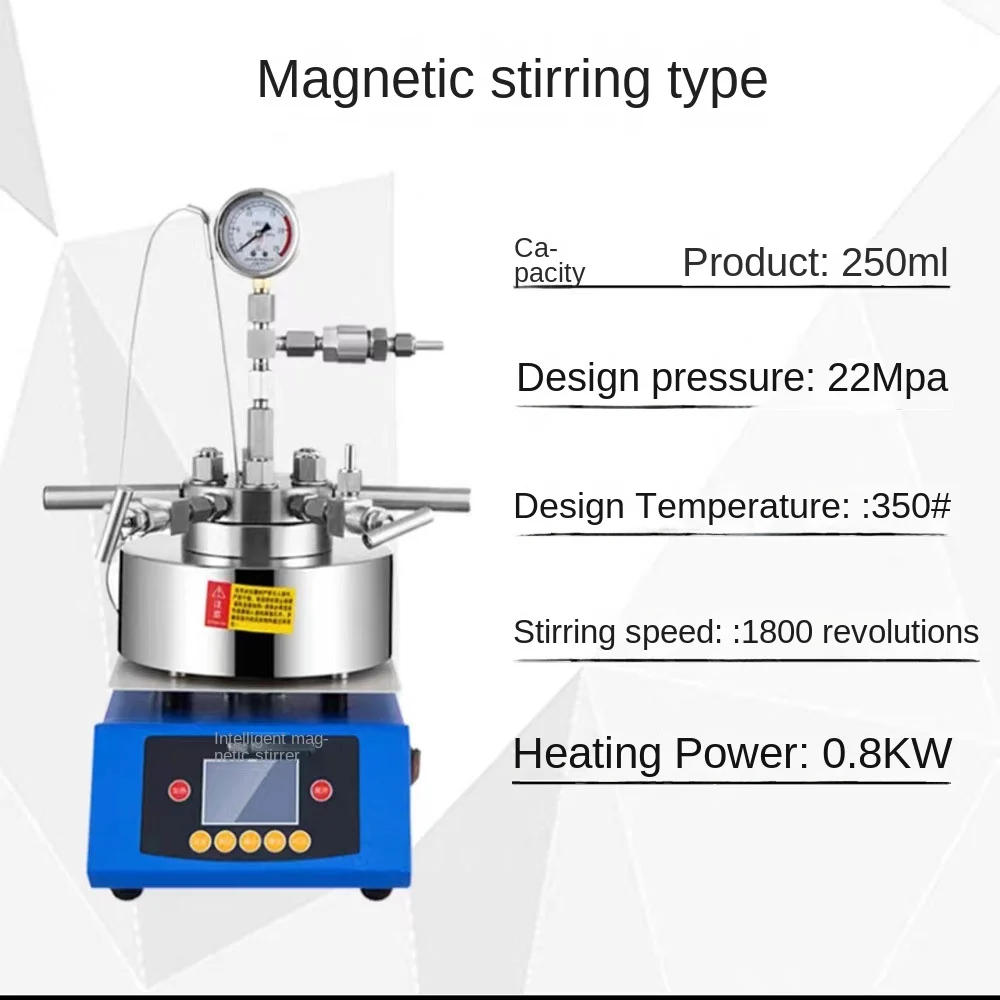 Autoclave Reactor 50-500ml with Magnetic Stirrer Up to 350°C, Temperature Vessel for Chemical Synthesis and Research