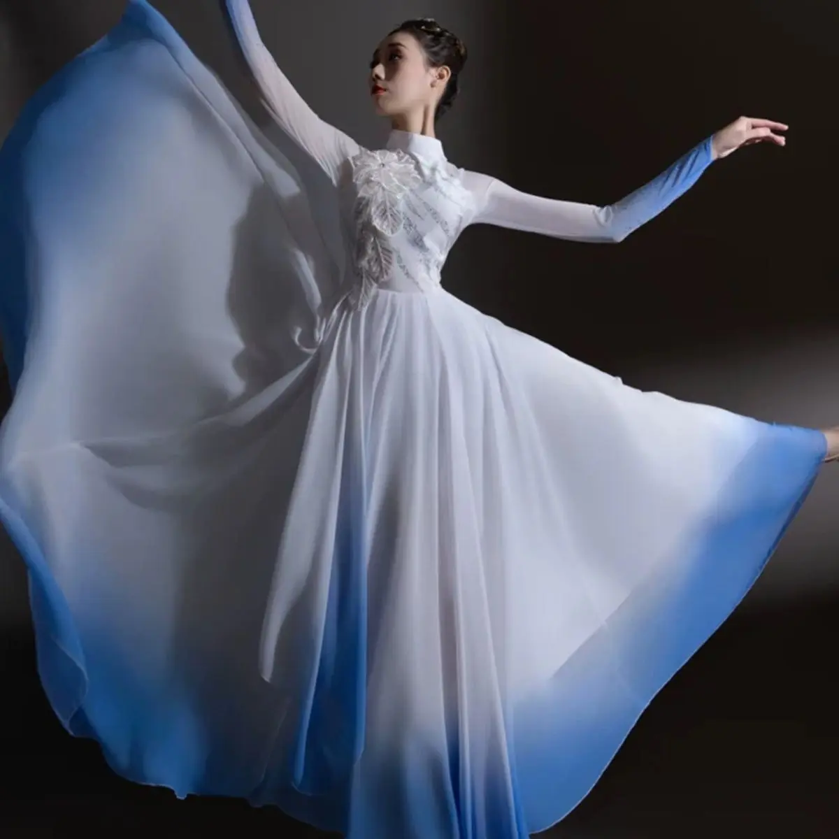 

Chinese Style Classical Dance Costume Elegant White Opening Dance Clothes Big Skirt Ethereal Adult Traditional Dress
