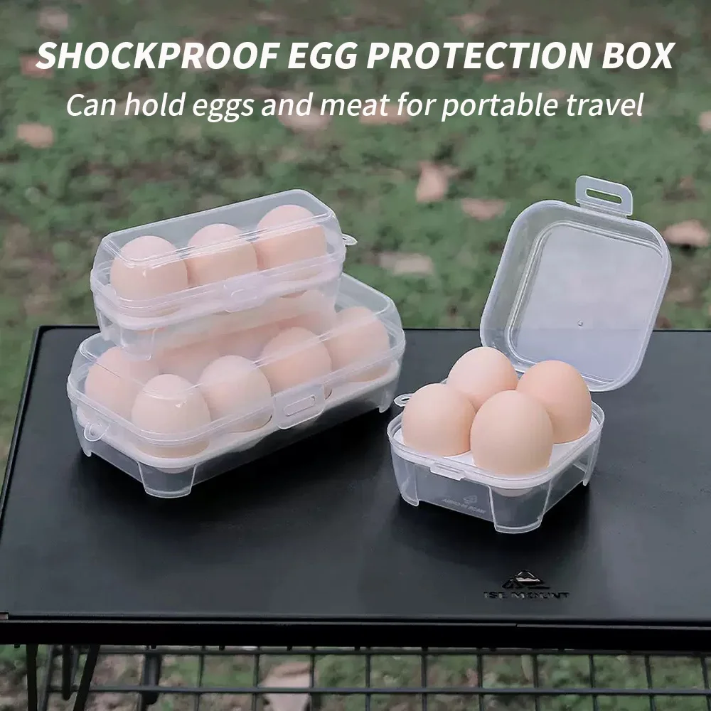 Práctica caja de almacenamiento de huevos con 3/4/8 compartimentos, estante de huevos simulado para acampar al aire libre y almacenamiento de huevos de Picnic