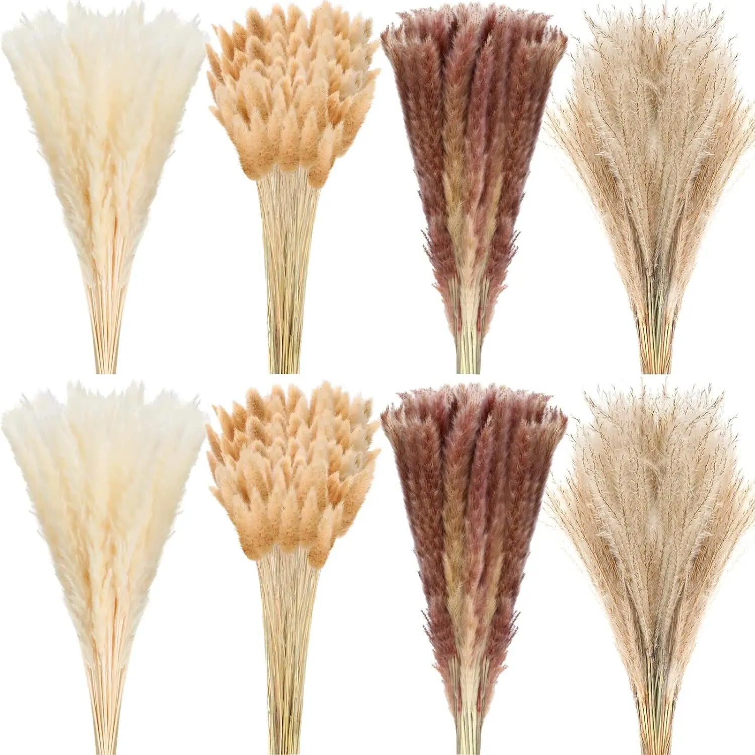 400 Pcs Artificial Pampas Grass Decor 17 Inch False Flower Fluffy Reed Grass Pampas for Boho Home Table Party Wedding Decoration