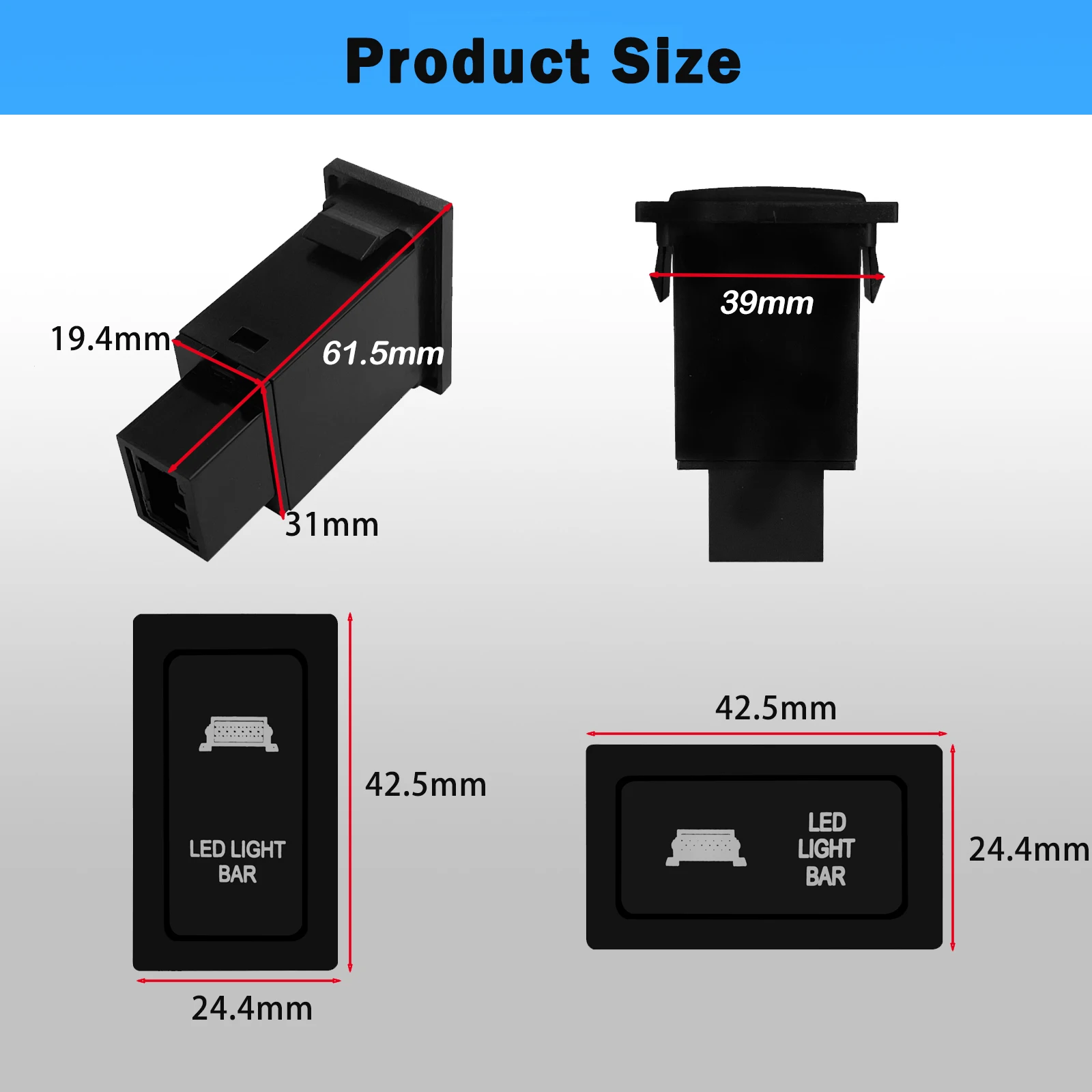 Green Light Car Push Switch 12V ON OFF Button Antenna Spot Fog Rear Light Push Switch for Toyota LandCruiser 80 Prado 90 95